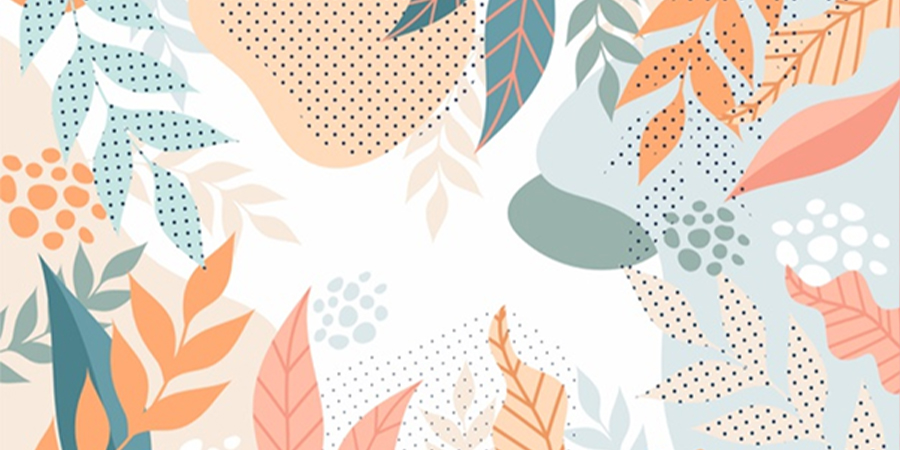 pastel-shaded leaf print flat illustration design