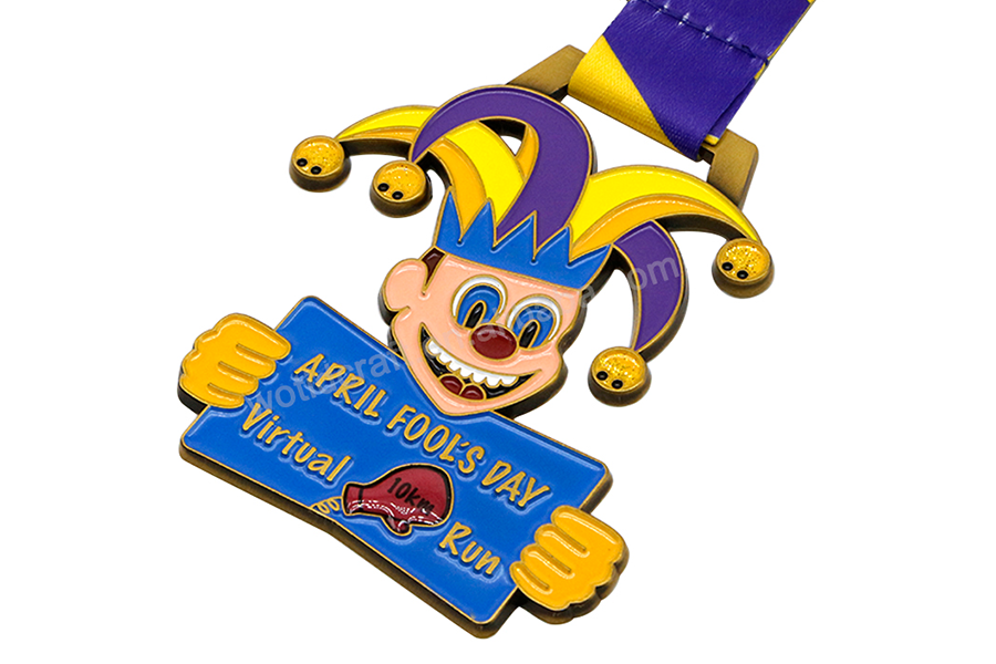 A custom medal with a clown logo for April Fool’s Day