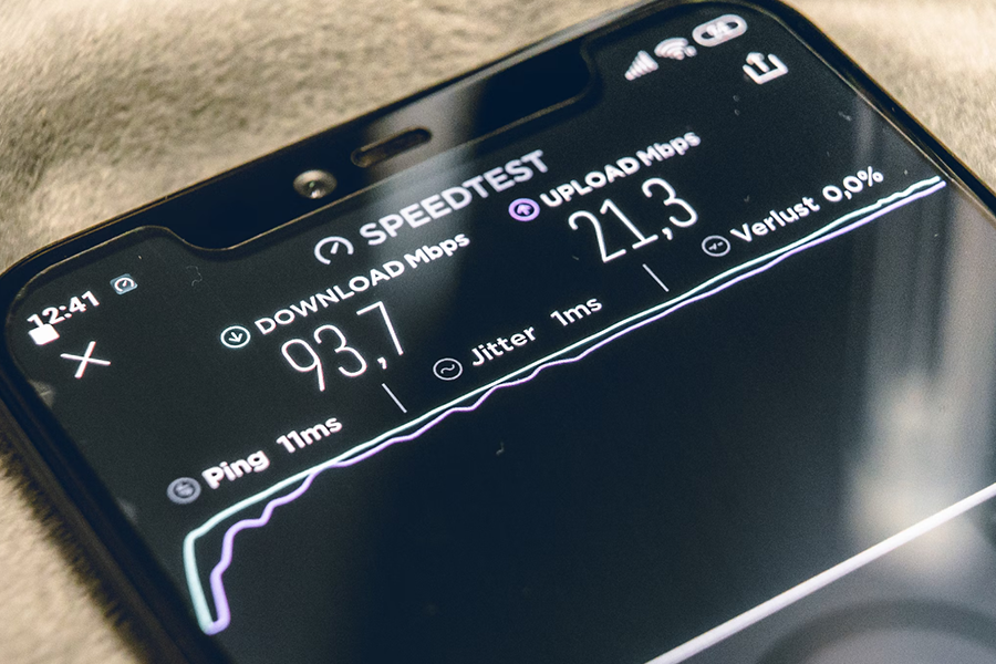 A speed test conducted using a smartphone
